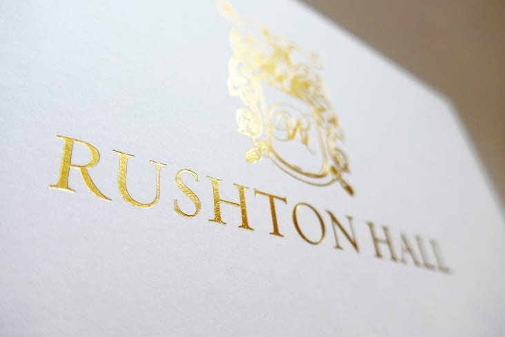 Rushton Hall — special invite card with foil blocking and die-cuts