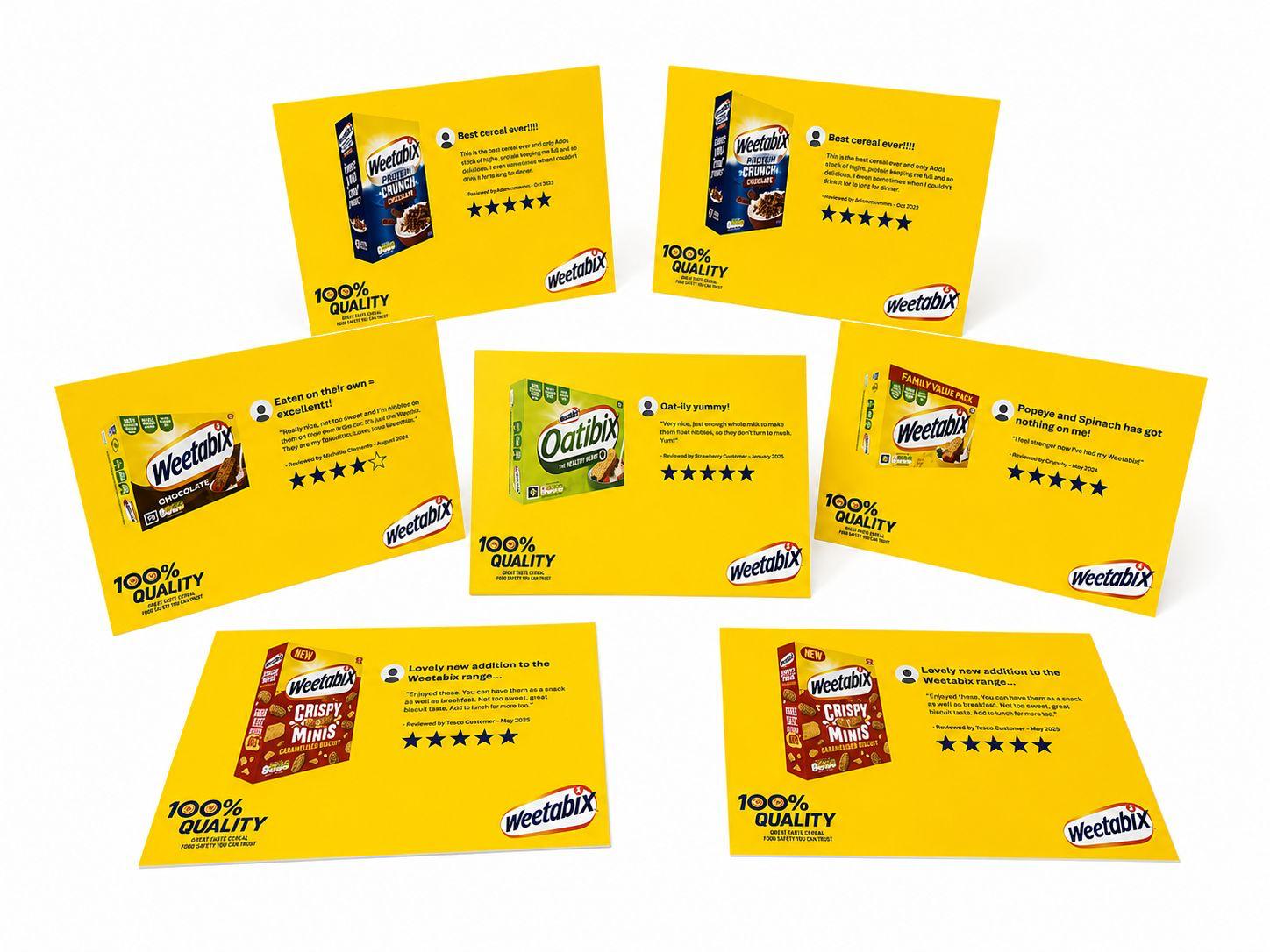 Weetabix — foamex point-of-sale boards, brochures and NCR work report books